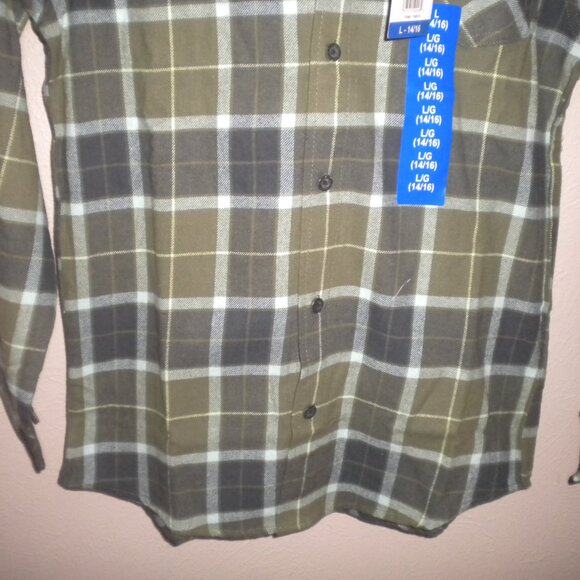 Quiksilver Boys Size Large 14/16 Green Four Leaf Hooded Flannel Shirt SHacket - Picture 5 of 5